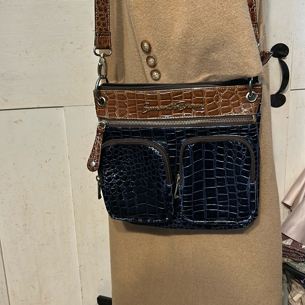 EUC Samantha Brown Faux Crocodile Crossbody Bag Purse Retro Cowgirl - Picture 3 of 10